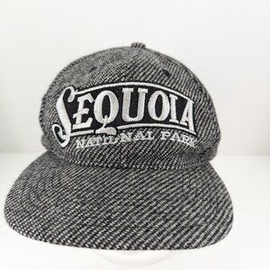 Sequoia National Park Black & Gray Tweed 60% Wool Adjustable Snapback Cap Hat